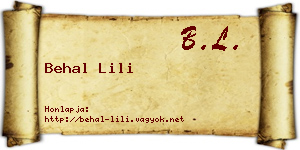 Behal Lili névjegykártya